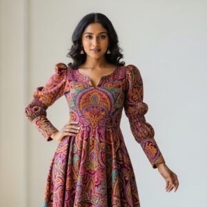 Side Gathered Cotton Dress Short Sleeves