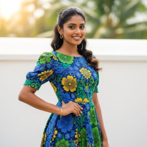 Floral Pecock Colour Frock