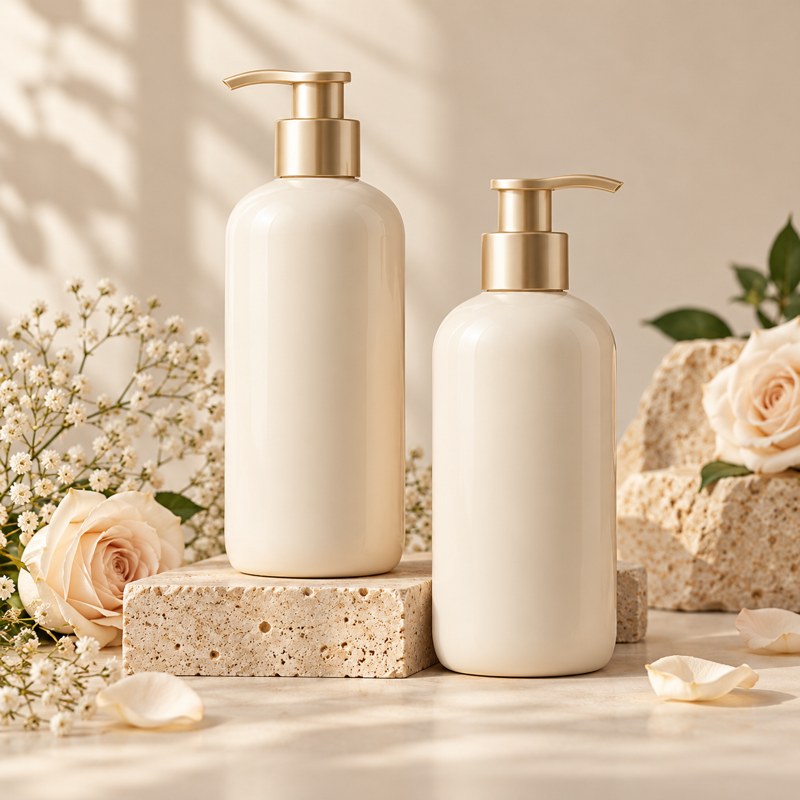 Unbranded shampoo bottles