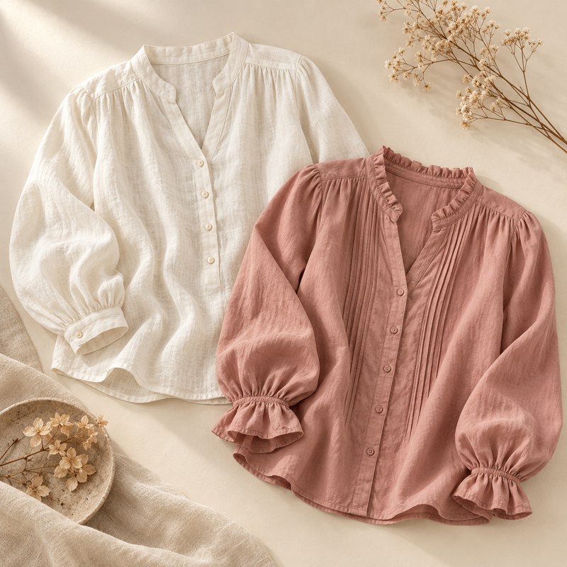 Ivory and dusty rose women’s blouses