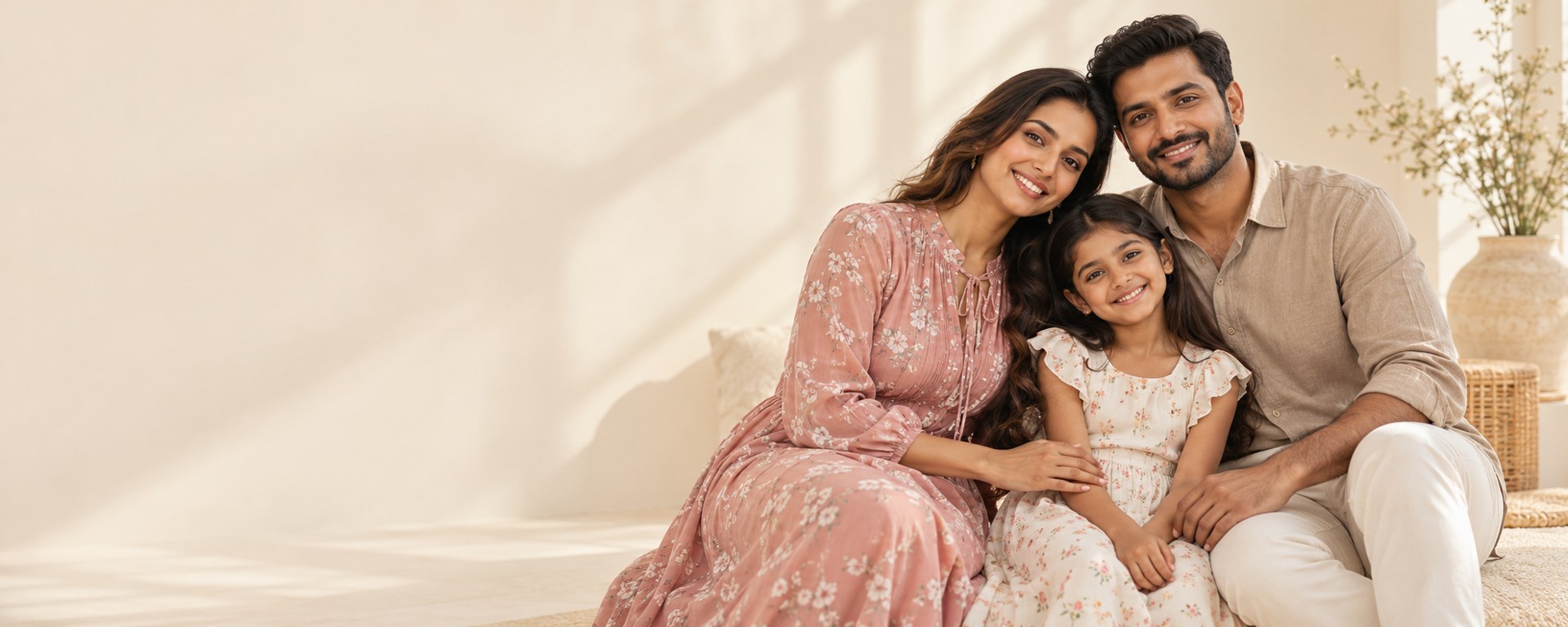 Sri Lankan family wearing contemporary casual fashion